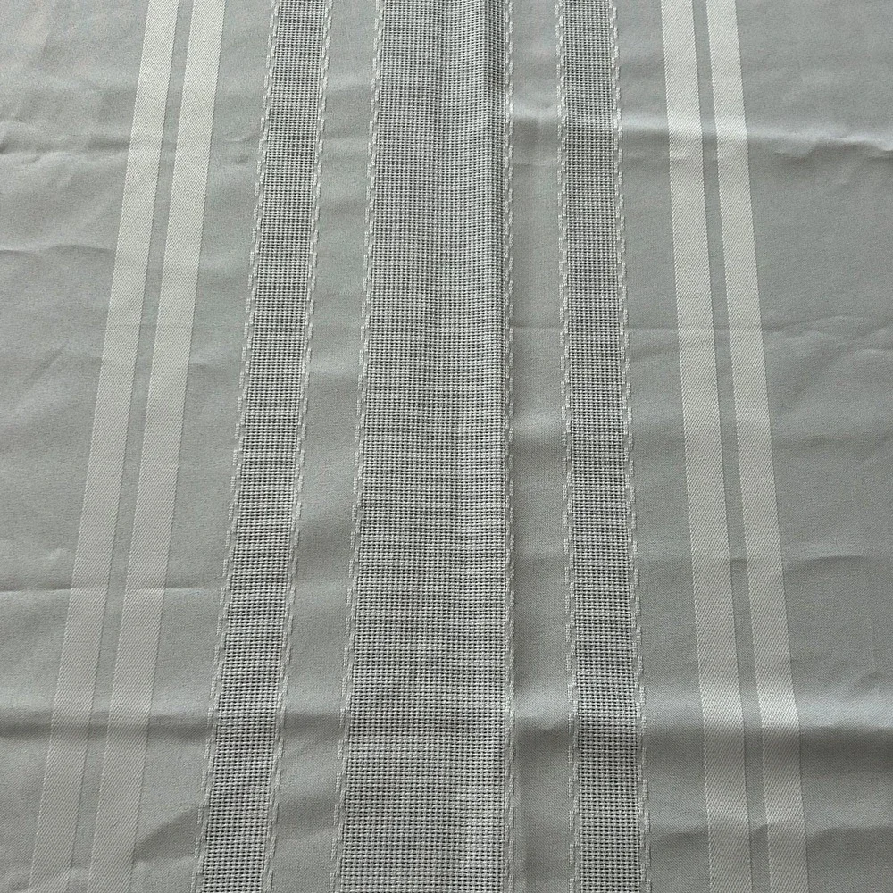 Vintage Cream Ivory Damask Stripe Tablecloth Mid-Century Rectangle 60x84